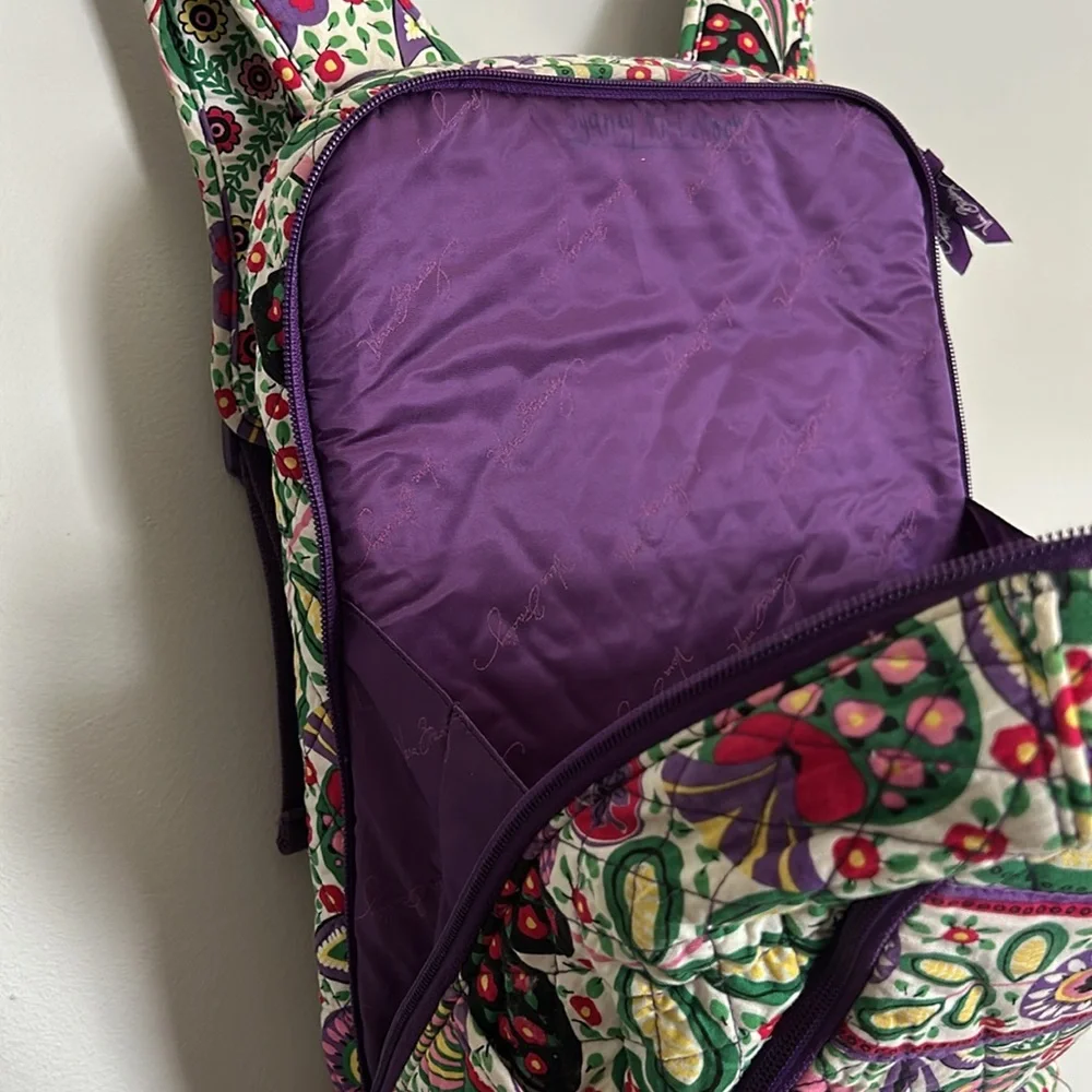 Vera Bradley laptop backpack green purple and white